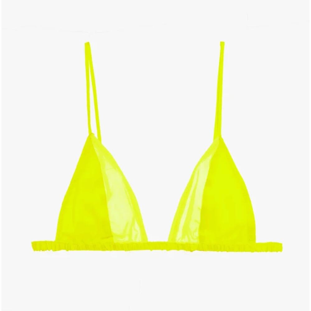 Araks Harper Bralette Glow Neon Yellow Triangle Sheer Silk Size L Large